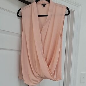 Ann Taylor Blush Sleeveless Drape Blouse